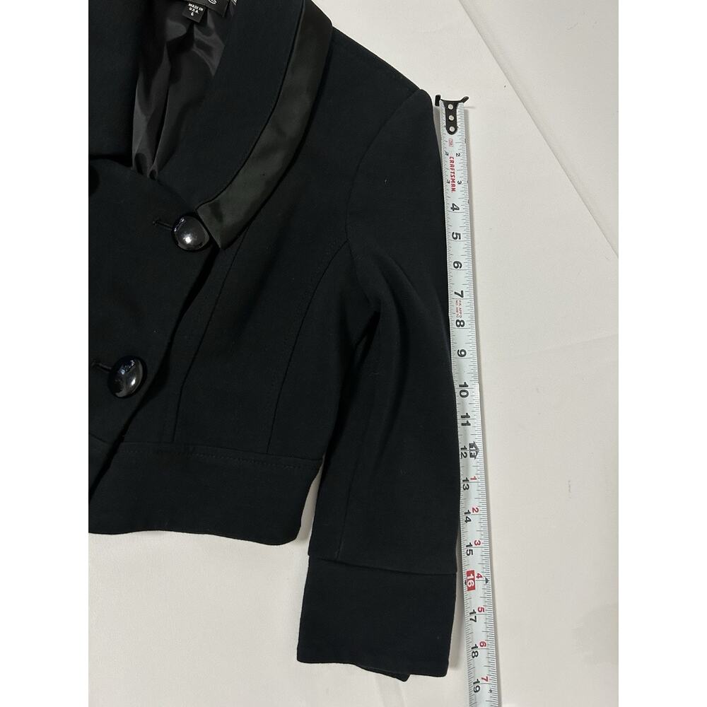 Vintage Y2K Bebe Cropped Blazer Shrug Jacket Sz 6 Black Babydoll Witchy Goth Emo - Picture 8 of 9